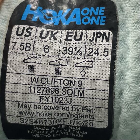 Hoka One One Clifton 9 Running Shoes Womens Size 7.5 B Ocean Lilac Blue Athletic - Picture 7 of 10